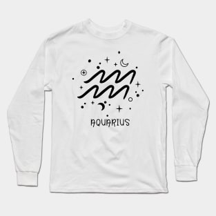 Aquarius Celestial Zodiac Sign Symbol Long Sleeve T-Shirt